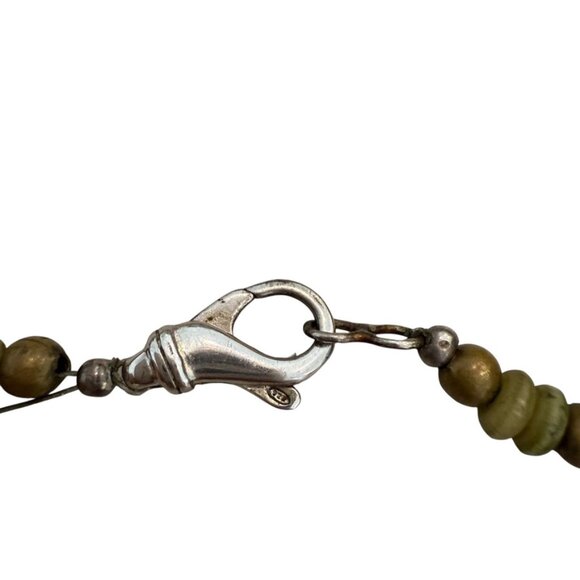 Vintage Cream Bone African statement Tribal Necklace Sterling Silver Chunky - Picture 9 of 9